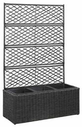 Γλάστρα με Καφασωτό Μαύρη & 3 Δοχεία 83x30x130cm από Συνθ. Ρατάν 46932 vidaXL