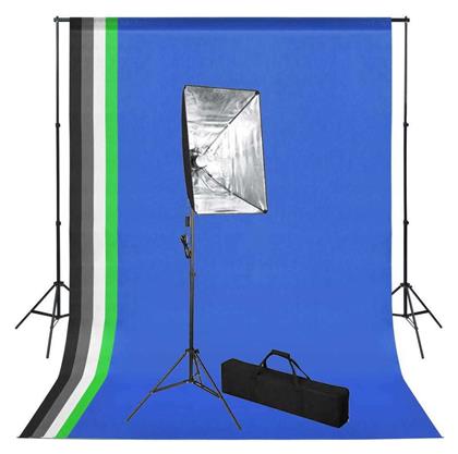Κιτ Στούντιο Φωτογράφισης με Φόντο και Softbox Kit Φωτισμού 5500K 24W vidaXL