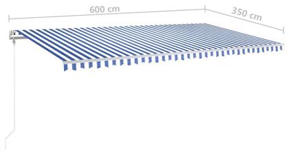 Τέντα Βεράντας LED με Led Μπλε / Λευκό 6x3.5m vidaXL