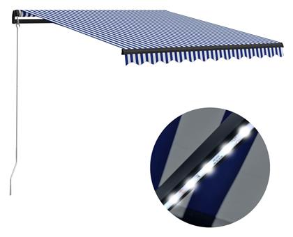Τέντα Βεράντας με Led Μπλε / Λευκό 3.5x2.5m vidaXL