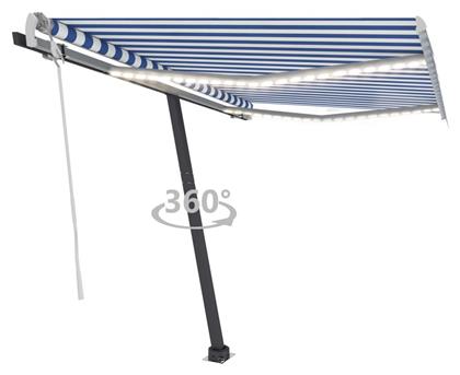 Τέντα Βεράντας με Led Μπλε / Λευκό 3x2.5m vidaXL