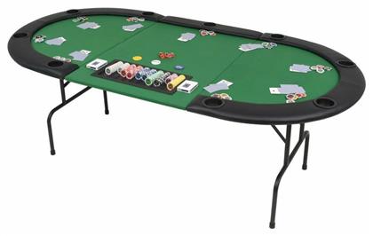 Τραπέζι Poker Μεταλλικό Πράσινο 206x106εκ. 9 Ατόμων Οβάλ vidaXL