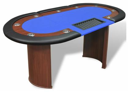 Τραπέζι Poker Ξύλινο Μπλε 208x107εκ. 10 Ατόμων με Θέση Dealer & Θήκη για Μάρκες vidaXL