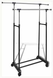 Τροχήλατη Κρεμάστρα Δαπέδου από Μέταλλο Πτυσσόμενη Μαύρη 150x40x172cm vidaXL