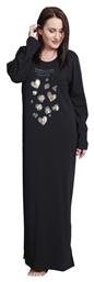 Vienetta Γυναικείο καφτάνι ''Animals are lovely'' Plus Size (1XL-3XL)-004278 Μαύρο - Vienetta Secret