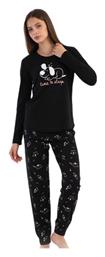 Χειμερινό Γυναικείο Σετ Πιτζάμας Βαμβακερό Μαύρο Vienetta Secret