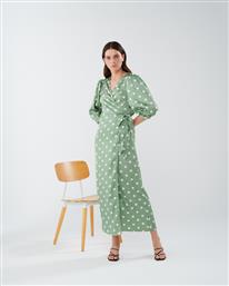 VILA Doletta 3/4 wrap dotted green dress από το Optimum Outfit