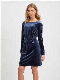 VILA Minny blue velvet long sleeve detail dress από το Optimum Outfit