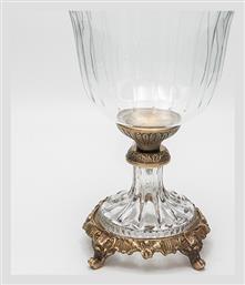 Vintage Φοντανιέρα Γυάλινη με Καπάκι 19x19x27cm Χρυσή - Estheti