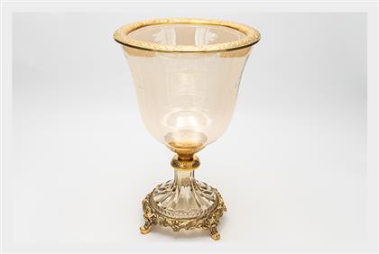 Vintage Φοντανιέρα Γυάλινη με Καπάκι 19x19x27cm Χρυσή - Estheti