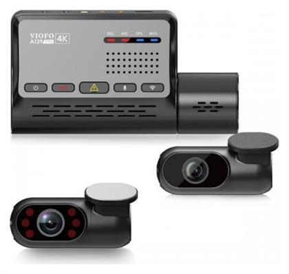 A139 Pro Σετ Κάμερα DVR Αυτοκινήτου 4K WiFi, GPS για Παρμπρίζ με Αυτοκόλλητο & Κάμερα Οπισθοπορείας 3CH Τριπλή Κάμερα Αυτοκινήτου 4K HDR με GPS και 5GHZ WI-FI Viofo