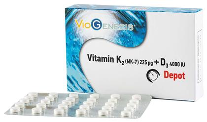 Vitamin K2 (MK-7) + Vitamin D3 Depot Βιταμίνη 4000iu 60 ταμπλέτες Viogenesis