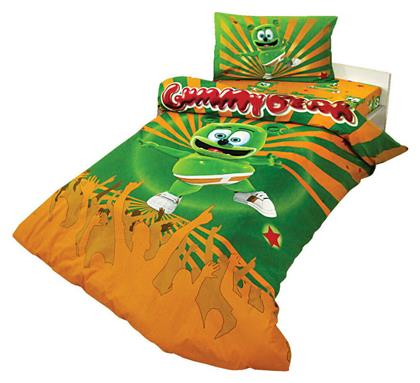 Σετ Παιδικό Κουβερλί Μονό με Μαξιλαροθήκη Gummy Bear Star Πορτοκαλί 160x240εκ. Viopros