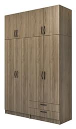 Vivian Τετράφυλλη Ντουλάπα με Πατάρι 160x51.8x240cm Καρυδί - Megapap