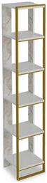 Βιβλιοθήκη Marble 32x31.5x178.5εκ. Λευκό Μαρμάρου - Χρυσό - Pakketo