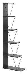 Βιβλιοθήκη Mini Tars 50x22x150εκ. Ανθρακί-Μαύρο - Pakketo