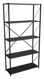 Βιβλιοθήκη Tikilmo 88x34x180εκ. Ανθρακί-Μαύρο - Pakketo