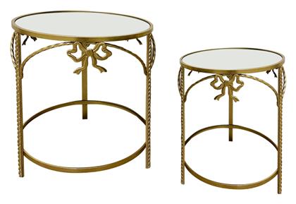 Βοηθητικό Τραπεζάκι Frensia 2τμχ 45x45x50cm Χρυσή - Pakketo