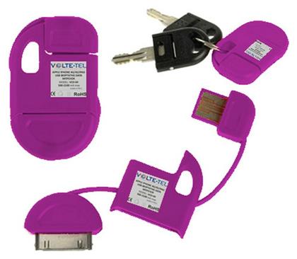 Volte-Tel Keychain USB to 30-Pin Cable Μωβ 0.1m (8099182) - Volte Tel