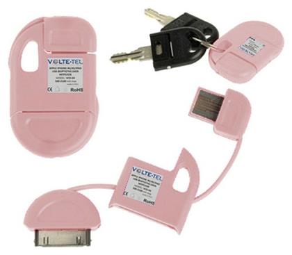 Volte-Tel Keychain USB to 30-Pin Cable Ροζ 0.1m (8094279) - Volte Tel