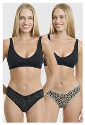 Γυναικεία Brazil 2Pack με Δαντέλα Μαύρο-μπεζ Walk