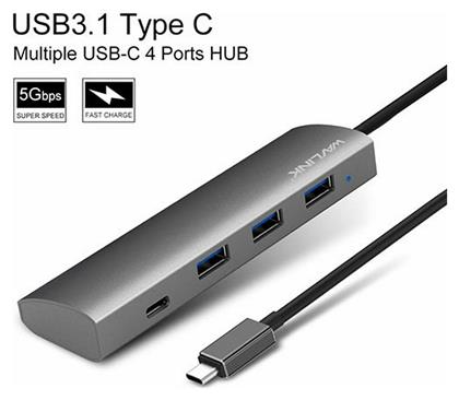 UH3047C1 USB 3.0 Hub 4 Θυρών με σύνδεση USB-C Γκρι Wavlink