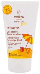 Sun Edelweiss Αδιάβροχο Βρεφικό Αντηλιακό Γαλάκτωμα για Πρόσωπο & Σώμα SPF30 150ml Weleda