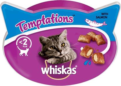 Whiskas Temptations Λιχουδιές Σνακ Γάτας Σολομός 60gr