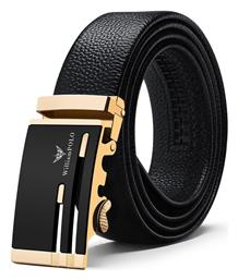 Ανδρική Ζώνη Δερμάτινη Black/Gold William Polo