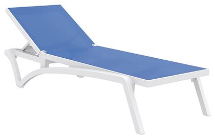 Ξαπλώστρα Πλαστική Pacific με Ύφασμα Textilene & Ρόδες Blue-White 193x68x35εκ. Siesta Exclusive