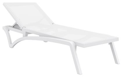 Ξαπλώστρα Πλαστική Pacific με Ύφασμα Textilene & Ρόδες White-White 193x68x35εκ. Siesta Exclusive
