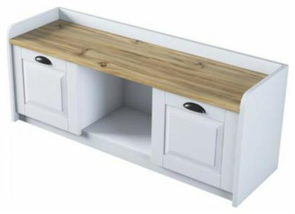 Ξύλινη Arthur I με 2 Ράφια Λευκό / Καρυδί 120x40x45cm 182-000023 - Pakketo