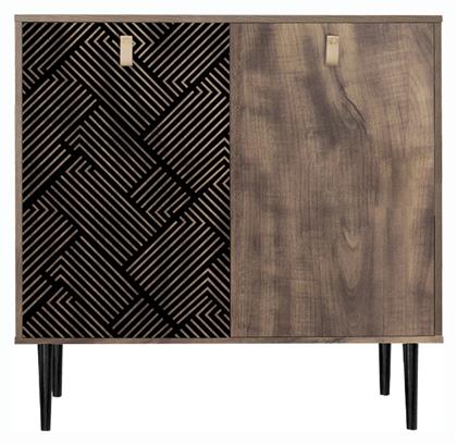 Ξύλινη Παπουτσοθήκη 2227 με 4 Ράφια Grey Oak - Μαύρο 75x37x75cm - Fylliana