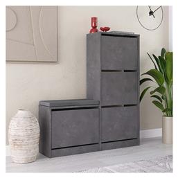 Ξύλινη Παπουτσοθήκη Dude Γκρι Ρετρό 104.8x26x118.5cm - Megapap