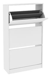 Ξύλινη Παπουτσοθήκη Flat Duo με 3 Ράφια Λευκή 73x26x119cm - Megapap