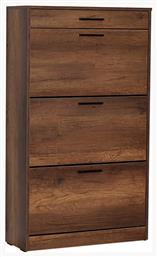 Ξύλινη Παπουτσοθήκη Flat με 3 Ράφια Καρυδί 75x29x128cm - Megapap