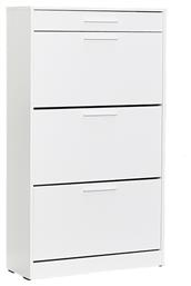 Ξύλινη Παπουτσοθήκη Flat με 3 Ράφια Λευκή 75x29x128cm - Megapap