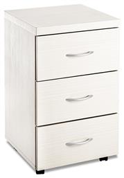 Ξύλινη Συρταριέρα Γραφείου Lines με Ροδάκια & 3 Συρτάρια σε Λευκό Χρώμα, 39x38x65.5cm - Liberta