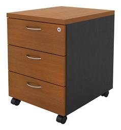 Ξύλινη Συρταριέρα Γραφείου με Ροδάκια, Κλειδαριά & 3 Συρτάρια Κερασί 40x48x56cm - Woodwell