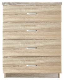 Ξύλινη Συρταριέρα Κρεβατοκάμαρας Drawer με 4 συρτάρια Sonoma 60x40x80εκ. Woodwell