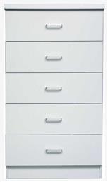 Ξύλινη Συρταριέρα Κρεβατοκάμαρας Drawer με 5 συρτάρια Λευκή 60x40x97εκ. Woodwell