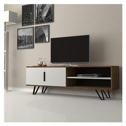Ξύλινο Έπιπλο Τηλεόρασης Foot Καρυδί - Λευκό Μ160xΠ35xΥ49cm GP028-0033.1 - Megapap