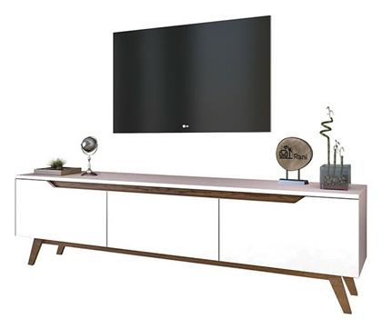 Ξύλινο Έπιπλο Τηλεόρασης Kasandra Λευκό / Καρυδί Μ180xΠ35xΥ48.5cm - Pakketo