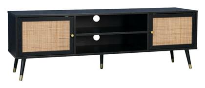 Ξύλινο Έπιπλο Τηλεόρασης Vienna Μαύρο / Φυσικό Rattan Μ150xΠ39xΥ49cm - Liberta