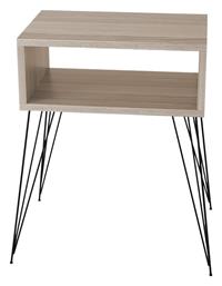 Ξύλινο Κομοδίνο Naida με Μεταλλικά Πόδια Ivory - Black 45x30x59cm - Pakketo