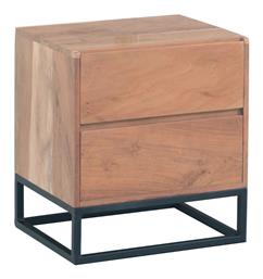Ξύλινο Κομοδίνο Nepal με Μεταλλικά Πόδια 50x40x55cm - Woodwell