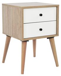 Ξύλινο Κομοδίνο Oliver Φυσικό / Λευκό 40x40x60cm - HomeMarkt