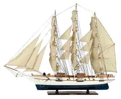 Ξύλινο Παραδοσιακό Καράβι 150 X 23 X 124 H Cm Λευκό-μπλέ - Katoikein