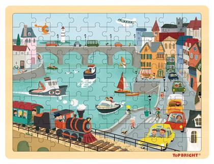 Ξύλινο Παιδικό Puzzle City Traffic 100pcs για 4+ Ετών Top Bright
