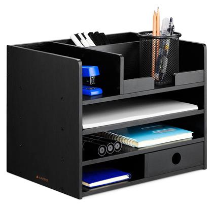 Ξύλινος Οργανωτής Γραφείου σε Μαύρο Χρώμα 24x26x33εκ. 1τμχ - Navaris